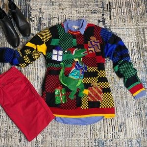 Unisex Vintage Multicolor Ugly Christmas Pullover